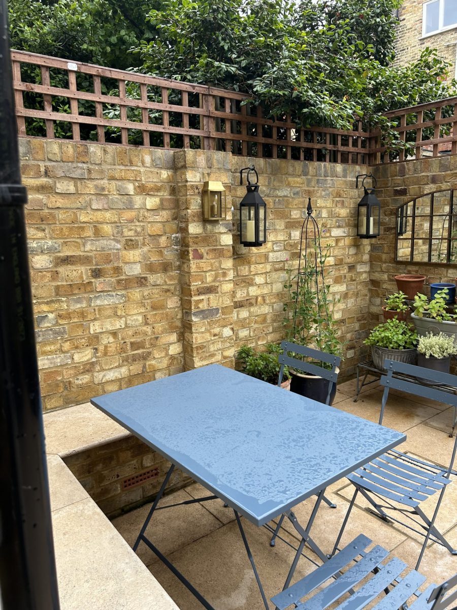 Outdoor patio created alongside our side-return extension in Tooting