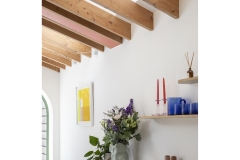 Exposed timber roof structure in a contemporary Brockley house extension